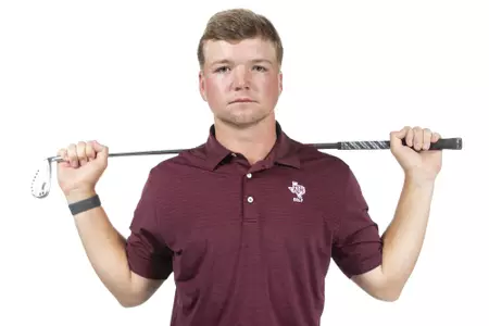 COLLEGE STATION, TX - August 26, 2021 - William Paysse of the Texas A&M Aggies during Texas A&M Golf Photo Day at The Studio in Kyle Field in College Station, TX. Photo By Brendall O'Banon/Texas A&M Athletics