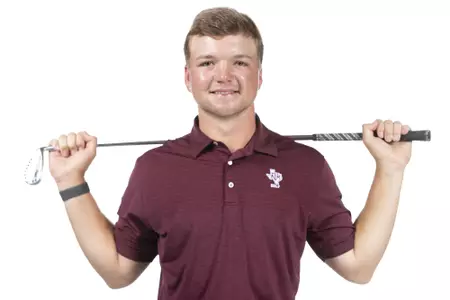 COLLEGE STATION, TX - August 26, 2021 - William Paysse of the Texas A&M Aggies during Texas A&M Golf Photo Day at The Studio in Kyle Field in College Station, TX. Photo By Brendall O'Banon/Texas A&M Athletics