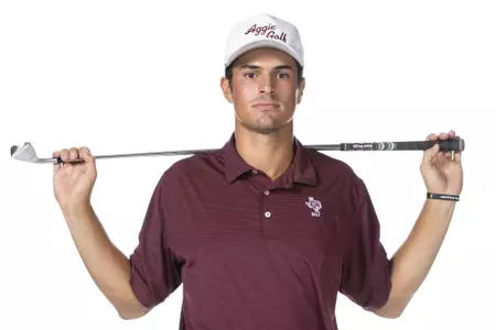 COLLEGE STATION, TX - August 26, 2021 - Evan Myers of the Texas A&M Aggies during Texas A&M Golf Photo Day at The Studio in Kyle Field in College Station, TX. Photo By Brendall O'Banon/Texas A&M Athletics