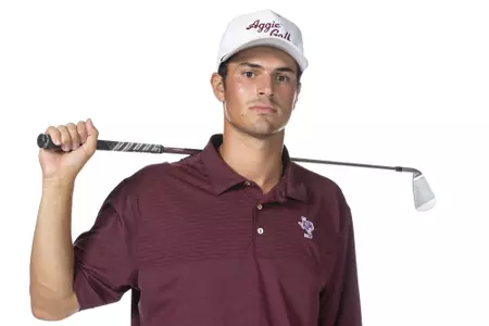 COLLEGE STATION, TX - August 26, 2021 - Evan Myers of the Texas A&M Aggies during Texas A&M Golf Photo Day at The Studio in Kyle Field in College Station, TX. Photo By Brendall O'Banon/Texas A&M Athletics