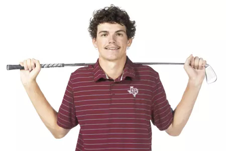 COLLEGE STATION, TX - August 26, 2021 - Dallas Hankamer of the Texas A&M Aggies during Texas A&M Golf Photo Day at The Studio in Kyle Field in College Station, TX. Photo By Brendall O'Banon/Texas A&M Athletics
