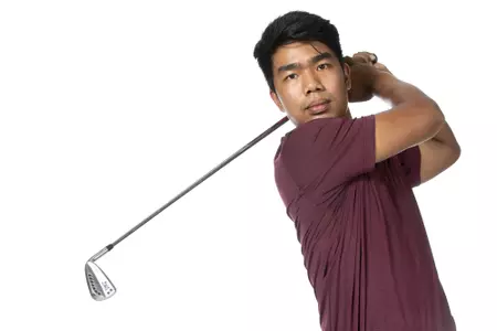 COLLEGE STATION, TX - August 26, 2021 - Phichaskn Maichon of the Texas A&M Aggies during Texas A&M Golf Photo Day at The Studio in Kyle Field in College Station, TX. Photo By Brendall O'Banon/Texas A&M Athletics