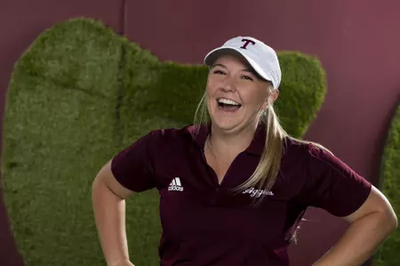 COLLEGE STATION, TX - August 26, 2021 - Hailee Cooper of the Texas A&M Aggies during Women’s Golf Photo Day in College Station, TX. Photo By Kate Luffman/Texas A&M Athletics