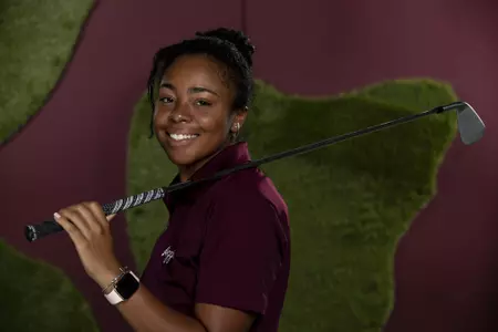 COLLEGE STATION, TX - August 26, 2021 - Zoe Slaughter of the Texas A&M Aggies during Women’s Golf Photo Day in College Station, TX. Photo By Kate Luffman/Texas A&M Athletics
