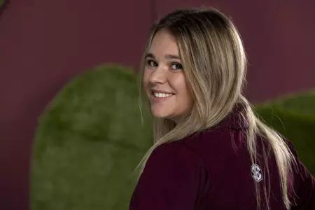 COLLEGE STATION, TX - August 26, 2021 - Ava Schwienteck of the Texas A&M Aggies during Women’s Golf Photo Day in College Station, TX. Photo By Kate Luffman/Texas A&M Athletics