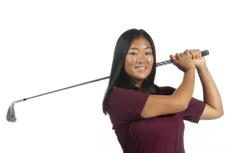 COLLEGE STATION, TX - August 26, 2021 - Jennie Park of the Texas A&M Aggies during Texas A&M Golf Photo Day at The Studio in Kyle Field in College Station, TX. Photo By Brendall O'Banon/Texas A&M Athletics