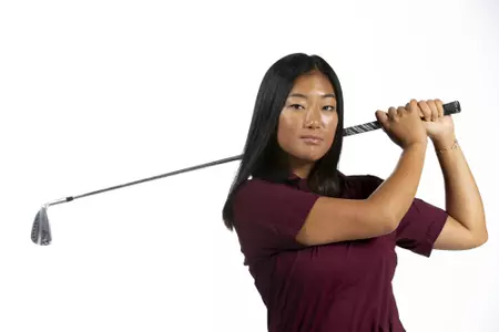 COLLEGE STATION, TX - August 26, 2021 - Jennie Park of the Texas A&M Aggies during Texas A&M Golf Photo Day at The Studio in Kyle Field in College Station, TX. Photo By Brendall O'Banon/Texas A&M Athletics