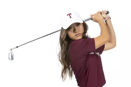 COLLEGE STATION, TX - August 26, 2021 - Lauren Nguyen of the Texas A&M Aggies during Texas A&M Golf Photo Day at The Studio in Kyle Field in College Station, TX. Photo By Brendall O'Banon/Texas A&M Athletics