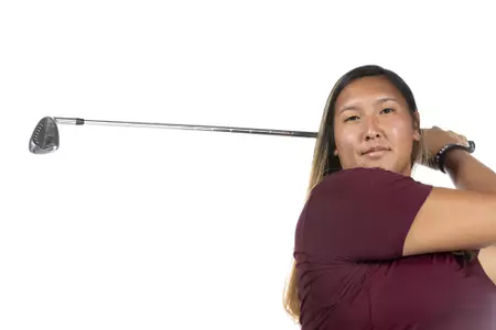 COLLEGE STATION, TX - August 26, 2021 - Lana Calibuso of the Texas A&M Aggies during Texas A&M Golf Photo Day at The Studio in Kyle Field in College Station, TX. Photo By Brendall O'Banon/Texas A&M Athletics