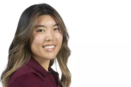 COLLEGE STATION, TX - August 26, 2021 - Amber Park of the Texas A&M Aggies during Texas A&M Golf Photo Day at The Studio in Kyle Field in College Station, TX. Photo By Brendall O'Banon/Texas A&M Athletics