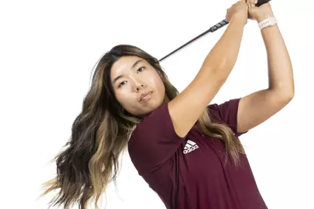 COLLEGE STATION, TX - August 26, 2021 - Amber Park of the Texas A&M Aggies during Texas A&M Golf Photo Day at The Studio in Kyle Field in College Station, TX. Photo By Brendall O'Banon/Texas A&M Athletics