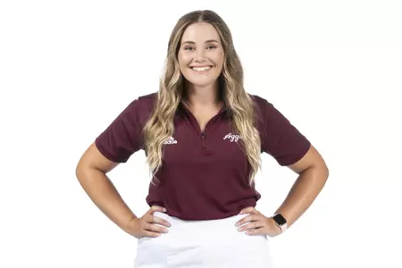 COLLEGE STATION, TX - August 26, 2021 - Brooke Tyree of the Texas A&M Aggies during Texas A&M Golf Photo Day at The Studio in Kyle Field in College Station, TX. Photo By Brendall O'Banon/Texas A&M Athletics