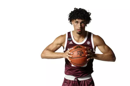 COLLEGE STATION, TX - July 14, 2021 - Andre Gordon #20 of the Texas A&M Aggies during Texas A&M Aggies Men’s Basketball Photo Day at Kyle Field in College Station, TX. Photo By Bailey Orr/Texas A&M Athletics