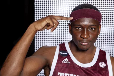 COLLEGE STATION, TX - July 14, 2021 - #5 Hassan Diarra of Texas A&M Aggies during Men’s Basketball Photo Day in College Station, TX. Photo By Kate Luffman/Texas A&M Athletics