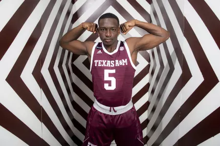 COLLEGE STATION, TX - July 14, 2021 - #5 Hassan Diarra of the Texas A&M Aggies during Men’s Basketball Photo Day in College Station, TX. Photo By Craig Bisacre/Texas A&M Athletics