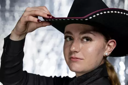 COLLEGE STATION, TX - August 25, 2021 - Malena Lopez of the Texas A&M Aggies during Equestrian Photo Day in College Station, TX. Photo By Kate Luffman/Texas A&M Athletics