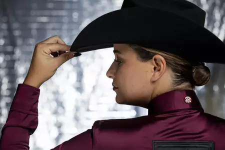 COLLEGE STATION, TX - August 25, 2021 - Cori Cansdale of the Texas A&M Aggies during Equestrian Photo Day in College Station, TX. Photo By Kate Luffman/Texas A&M Athletics