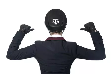 COLLEGE STATION, TX - August 25, 2021 - Devon Thomas of the Texas A&M Aggies during Texas A&M Equestrian Team Photo Day at The Studio in Kyle Field in College Station, TX. Photo By Aiden Shertzer/Texas A&M Athletics