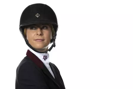 COLLEGE STATION, TX - August 25, 2021 - Kaitlyn Lovingfoss of the Texas A&M Aggies during Texas A&M Equestrian Team Photo Day at The Studio in Kyle Field in College Station, TX. Photo By Aiden Shertzer/Texas A&M Athletics