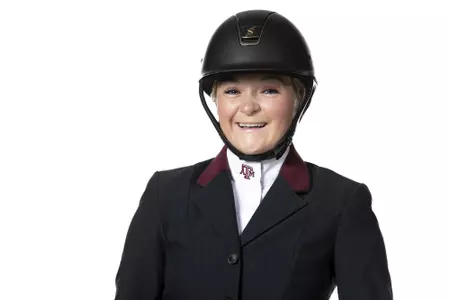 COLLEGE STATION, TX - August 25, 2021 - Madison Wanicka of the Texas A&M Aggies during Texas A&M Equestrian Team Photo Day at The Studio in Kyle Field in College Station, TX. Photo By Aiden Shertzer/Texas A&M Athletics