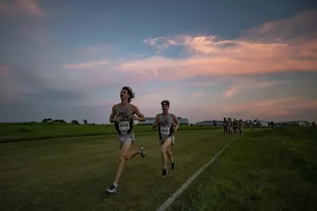COLLEGE STATION, TX - September 01, 2021 -  Gavin Hoffpauir and Brady Grant during the Cross Country Meet in College Station, TX. Photo By Craig Bisacre/Texas A&M Athletics