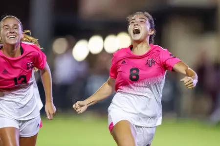 COLLEGE STATION, TX - October 14, 2022 - Forward Maile Hayes #8 of the Texas A&M Aggies during the game between the Auburn Tigers and the Texas A&M Aggies at Ellis Field in College Station, TX. Photo By Evan Pilat/Texas A&M Athletics