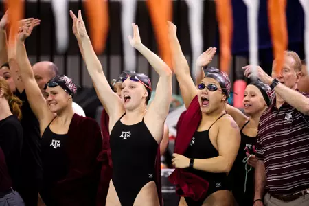 AUSTIN, TX - October 21, 2022 - During the meet between the Texas Longhorns, Indiana Hoosiers and the Texas A&M Aggies at Lee and Joe Jamail Texas Swimming Center in Austin, TX. Photo By Ethan Mito