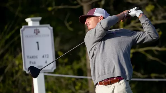 COLLEGE STATION, TX - April 10, 2022 - Sam Bennett of the Texas A&M Aggies during the Aggie Invitational at Traditions Club in College Station, TX. Photo By Brendall O'Banon/Texas A&M Athletics