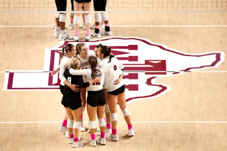 COLLEGE STATION, TX - October 22, 2022 - Texas A&M Aggies Volleyball Team during the game between the Kentucky Wildcats and the Texas A&M Aggies at Reed Arena in College Station, TX. Photo By Ethan Mito/Texas A&M Athletics