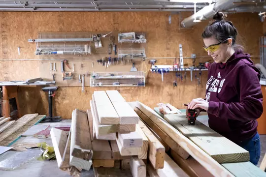 COLLEGE STATION, TX - February 23, 2022 - Assistant Director, Athletics Communications Rachel Perreault of the Texas A&M Aggies during Habitat For Humanity Event in Bryan, College Station, TX. Photo By Kate Luffman/Texas A&M Athletics