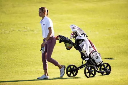 COLLEGE STATION, TX - September 21, 2022 - Blanca Fernández García-Poggio of the Texas A&M Aggies during the ?MO?morial Invitational golf tournament at Traditions Club in College Station, TX. Photo By Ethan Mito/Texas A&M Athletics