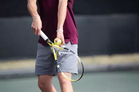 COLLEGE STATION, TX - March 11, 2022 - Noah Schachter of the Texas A&M Aggies during the game between the Commodores and the Texas A&M Aggies at Mitchell Tennis Center in College Station, TX. Photo By Hayden Carroll/Texas A&M Athletics