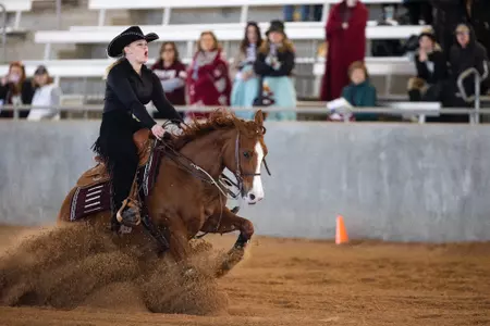 COLLEGE STATION, TX - March 12, 2022 - during the Equestrian game between the Oklahoma St. Cowboys and the Texas A&M Aggies at Hildebrand Equine Complex in College Station, TX. Photo By Kate Luffman/Texas A&M Athletics