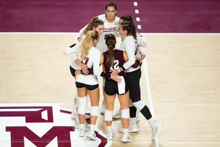 COLLEGE STATION, TX - September 24, 2022 - Texas A&M Aggies Volleyball Team during the game between the Tennessee Volunteers and the Texas A&M Aggies at Reed Arena in College Station, TX. Photo By Ethan Mito/Texas A&M Athletics