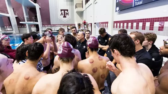 COLLEGE STATION, TX - November 04, 2022 - Head Coach Jay Holmes of the Texas A&M Aggies during the game between the TCU Horned Frogs and the Texas A&M Aggies at Rec Center Natatorium in College Station, TX. Photo By Ethan Mito/Texas A&M Athletics