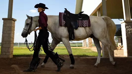 COLLEGE STATION, TX - September 18, 2022 - During the Maroon and White Meet at Hildebrand Equine Complex in College Station, TX. Photo By Ethan Mito/Texas A&M Athletics