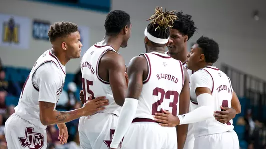 CONWAY, SC - November 18, 2022 - Texas A&M Men's Basketball Team during the game between the Colorado Buffaloes and the Texas A&M Aggies at HTC Center in Conway, SC. Photo By Craig Bisacre