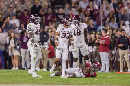 TUSCALOOSA, AL - October 08, 2022 - Defensive back Jarred Kerr #33 of the Texas A&M Aggies during the game between the Alabama Crimson Tide and the Texas A&M Aggies at Bryant-Denny Stadium in Tuscaloosa, AL. Photo By Evan Pilat