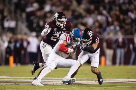 COLLEGE STATION, TX - October 29, 2022 - Defensive back Jarred Kerr #33 of the Texas A&M Aggies during the Football game between the Ole Miss Rebels and the Texas A&M Aggies at Kyle Field in College Station, TX. Photo By Craig Bisacre/Texas A&M Athletics