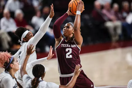 COLLEGE STATION, TX - November 27, 2022 - Forward Janiah Barker #2 of the Texas A&M Aggies during the Women's Basketball game between the Rice Owls and the Texas A&M Aggies at Reed Arena in College Station, TX. Photo By Craig Bisacre/Texas A&M Athletics/Texas A&M Athletics