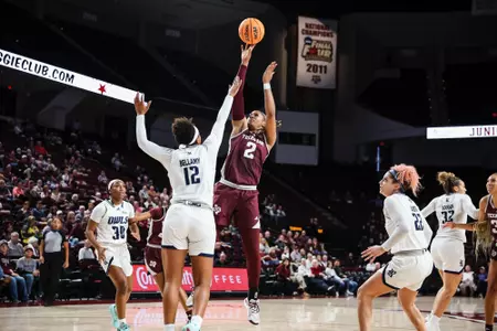 COLLEGE STATION, TX - November 27, 2022 - Forward Janiah Barker #2 of the Texas A&M Aggies during the Women's Basketball game between the Rice Owls and the Texas A&M Aggies at Reed Arena in College Station, TX. Photo By Craig Bisacre/Texas A&M Athletics/Texas A&M Athletics