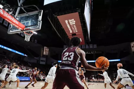 COLLEGE STATION, TX - November 27, 2022 - Guard McKinzie Green #23 of the Texas A&M Aggies during the Women's Basketball game between the Rice Owls and the Texas A&M Aggies at Reed Arena in College Station, TX. Photo By Craig Bisacre/Texas A&M Athletics/Texas A&M Athletics