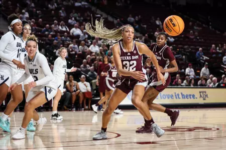 COLLEGE STATION, TX - November 27, 2022 - Forward Aaliyah Patty #32 of the Texas A&M Aggies during the Women's Basketball game between the Rice Owls and the Texas A&M Aggies at Reed Arena in College Station, TX. Photo By Craig Bisacre/Texas A&M Athletics/Texas A&M Athletics