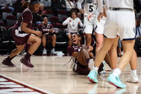 COLLEGE STATION, TX - November 27, 2022 - Guard Sahara Jones #24 of the Texas A&M Aggies during the Women's Basketball game between the Rice Owls and the Texas A&M Aggies at Reed Arena in College Station, TX. Photo By Craig Bisacre/Texas A&M Athletics/Texas A&M Athletics