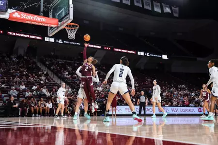 COLLEGE STATION, TX - November 27, 2022 - Forward Janiah Barker #2 of the Texas A&M Aggies during the Women's Basketball game between the Rice Owls and the Texas A&M Aggies at Reed Arena in College Station, TX. Photo By Craig Bisacre/Texas A&M Athletics/Texas A&M Athletics