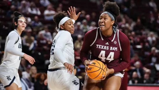 COLLEGE STATION, TX - November 27, 2022 - Center Sydnee Roby #44 of the Texas A&M Aggies during the Women's Basketball game between the Rice Owls and the Texas A&M Aggies at Reed Arena in College Station, TX. Photo By Craig Bisacre/Texas A&M Athletics/Texas A&M Athletics