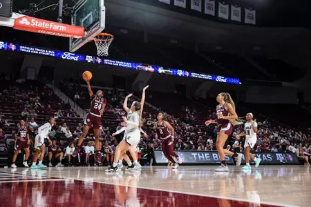 COLLEGE STATION, TX - November 27, 2022 - Guard Sahara Jones #24 of the Texas A&M Aggies during the Women's Basketball game between the Rice Owls and the Texas A&M Aggies at Reed Arena in College Station, TX. Photo By Craig Bisacre/Texas A&M Athletics/Texas A&M Athletics