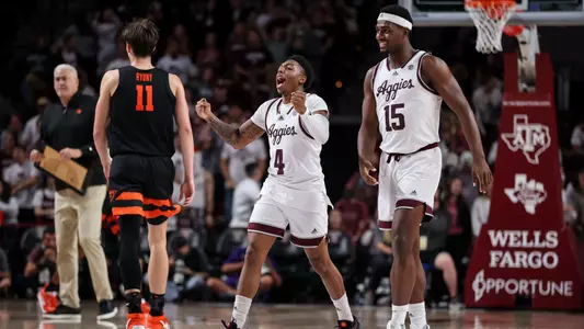 COLLEGE STATION, TX - December 11, 2022 - Guard Wade Taylor IV #4 of the Texas A&M Aggies during the Men's Basketball game between the Oregon State Beavers and the Texas A&M Aggies at Reed Arena in College Station, TX. Photo By Aiden Shertzer/Texas A&M Athletics/Texas A&M Athletics