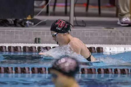 COLLEGE STATION, TX - December 03, 2022 - During the game between the Rice Owls and the Texas A&M Aggies at Rec Center Natatorium in College Station, TX. Photo By Evan Pilat/Texas A&M Athletics