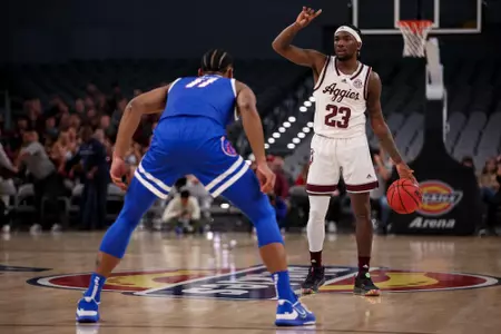 FORT WORTH, TX - December 03, 2022 - Guard Tyrece Radford #23 of the Texas A&M Aggies during the game between the Boise State Broncos and the Texas A&M Aggies at DickieÕs Arena in Fort Worth, TX. Photo By Craig Bisacre/Texas A&M Athletics